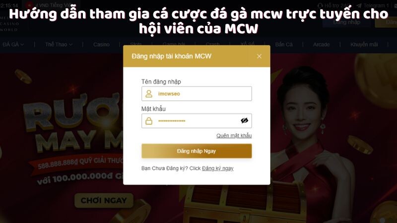 Hướng dẫn tham gia cá cược đá gà mcw trực tuyến cho hội viên của MCW